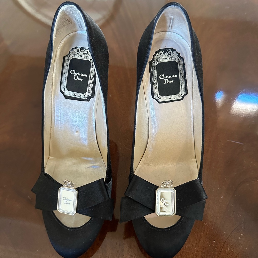 Christian Louboutin size 36 black satin 4 inch heels